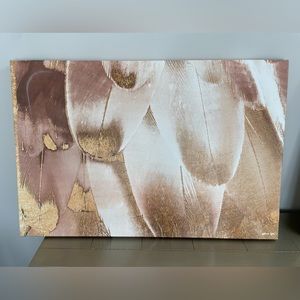 Oliver Gal canvis artwork gold and white and bronze dripping petals.